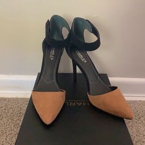 Charles David Taupe/Black Microsuede Pointer Heel